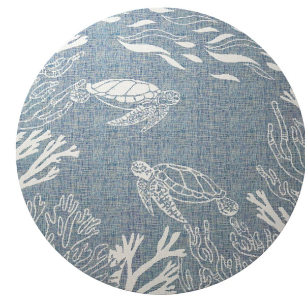 HomeRoots Animal Print Round Rug – Durable, Stylish & Stain-Resistant Coastal Accent for Any Room, 63" Size 674515