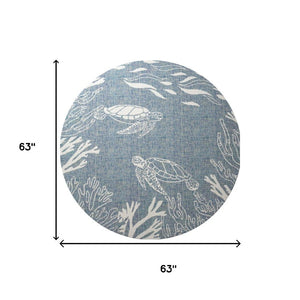 HomeRoots Animal Print Round Rug – Durable, Stylish & Stain-Resistant Coastal Accent for Any Room, 63" Size 674515