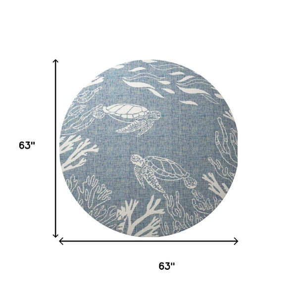 HomeRoots Animal Print Round Rug – Durable, Stylish & Stain-Resistant Coastal Accent for Any Room, 63" Size 674515