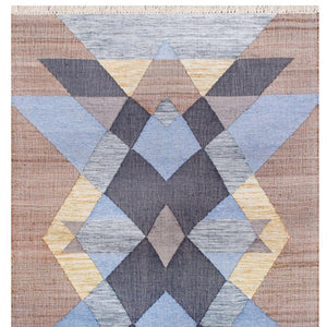 HomeRoots Jute Hand-Woven Geometric Area Rug - Natural Texture for Stylish Living & Dining Spaces, 93x117" 674538