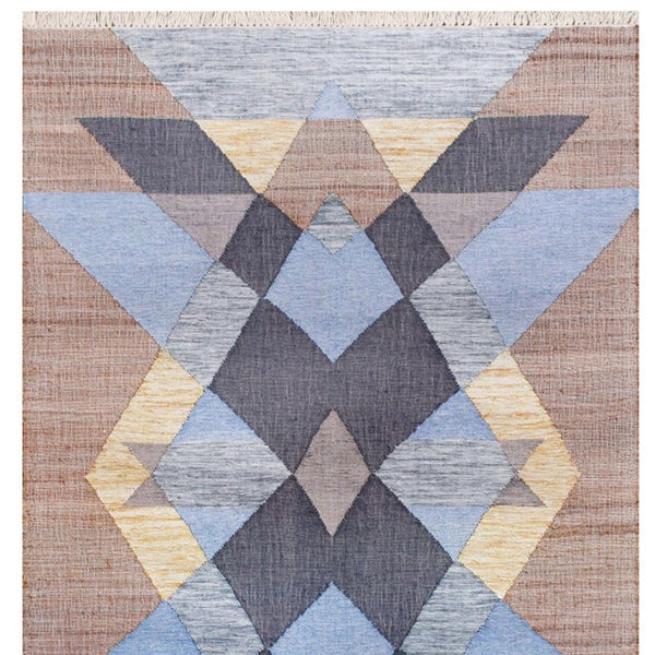 HomeRoots Jute Hand-Woven Geometric Area Rug - Natural Texture for Stylish Living & Dining Spaces, 93x117" 674538