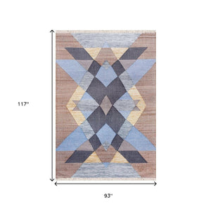 HomeRoots Jute Hand-Woven Geometric Area Rug - Natural Texture for Stylish Living & Dining Spaces, 93x117" 674538