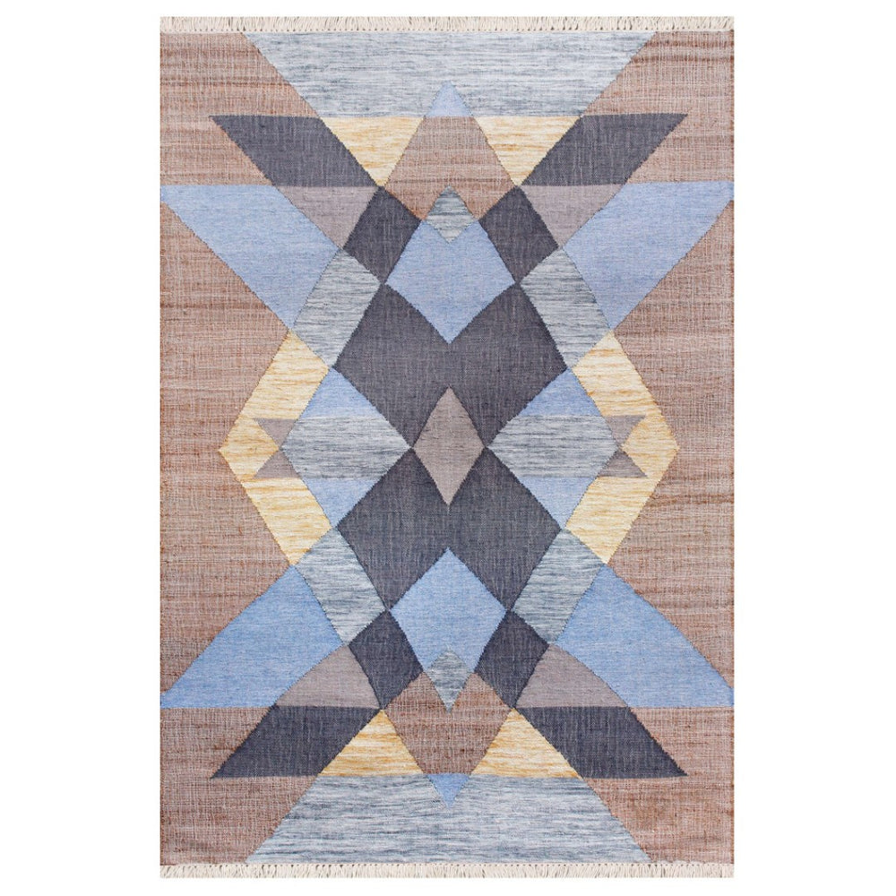 HomeRoots Jute Hand-Woven Geometric Area Rug - Natural Texture for Stylish Living & Dining Spaces, 93x117" 674538