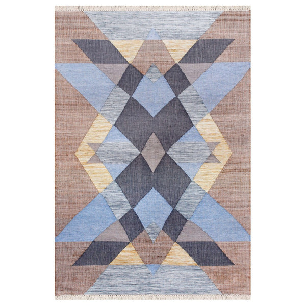 HomeRoots Jute Hand-Woven Geometric Area Rug - Natural Texture for Stylish Living & Dining Spaces, 93x117" 674538