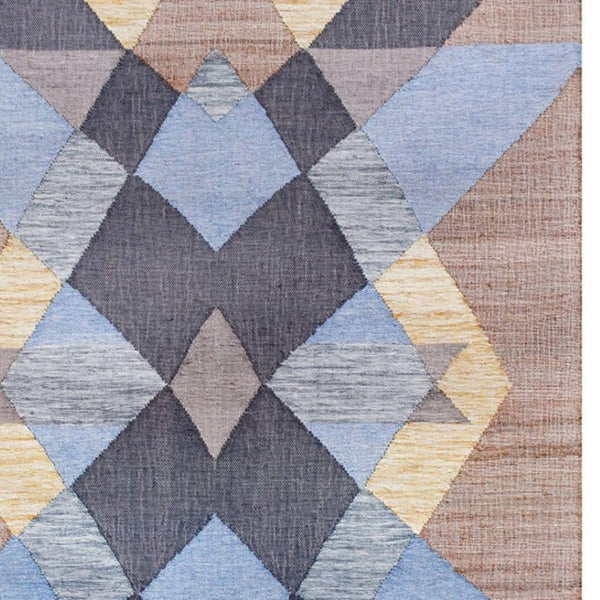 HomeRoots Jute Hand-Woven Geometric Area Rug - Natural Texture for Stylish Living & Dining Spaces, 93x117" 674538