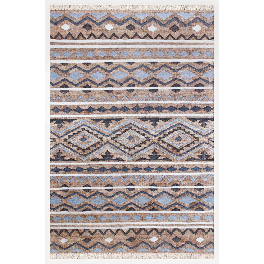 HomeRoots Jute Hand-Woven Geometric Area Rug - Unique Artisan Crafted Natural Fiber Decor for Modern Spaces 674540