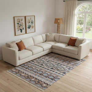 HomeRoots Jute Hand-Woven Geometric Area Rug - Unique Artisan Crafted Natural Fiber Decor for Modern Spaces 674540