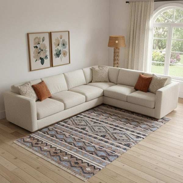HomeRoots Jute Hand-Woven Geometric Area Rug - Unique Artisan Crafted Natural Fiber Decor for Modern Spaces 674540