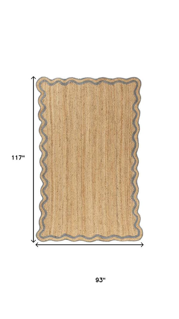 HomeRoots Jute Hand-Braided Area Rug - Natural Bohemian Charm, Durable Texture, Non-Slip Backing, 93x117 Inches 674580
