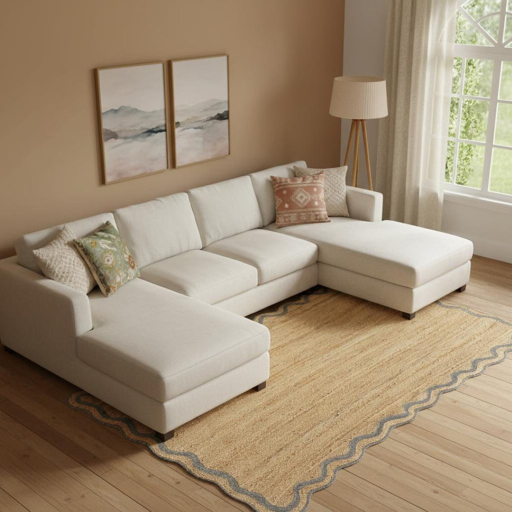 HomeRoots Jute Hand-Braided Area Rug - Natural Bohemian Charm, Durable Texture, Non-Slip Backing, 93x117 Inches 674580