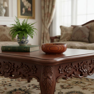 HomeRoots 7" Handcrafted Solid Wood Round Serving Bowl - Unique Artisan Design for Everyday Use & Decor 674600