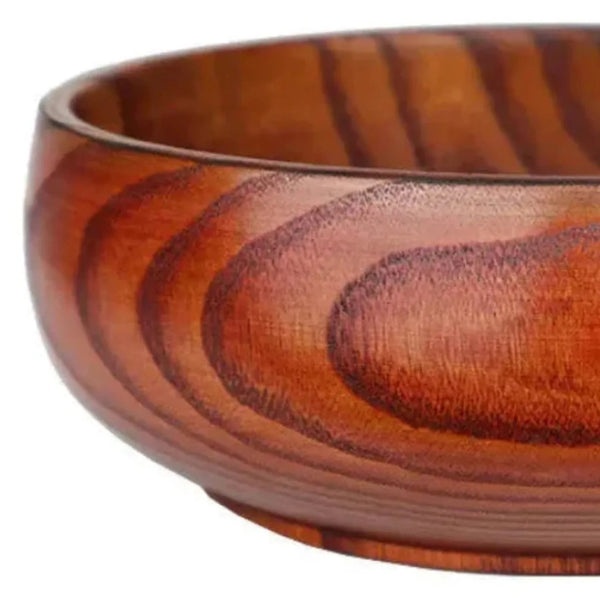HomeRoots 7" Handcrafted Solid Wood Round Serving Bowl - Unique Artisan Design for Everyday Use & Decor 674600