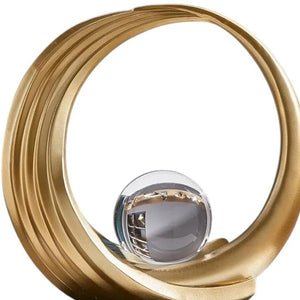 HomeRoots 11" Gold Hand-Painted Abstract Crystal Ball Sculpture – Modern Elegance for Any Tabletop Display 674601