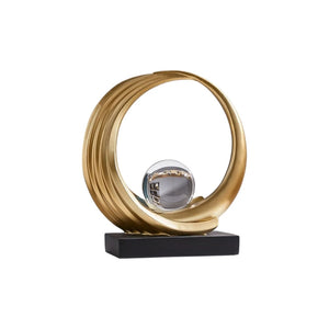 HomeRoots 11" Gold Hand-Painted Abstract Crystal Ball Sculpture – Modern Elegance for Any Tabletop Display 674601