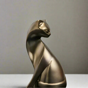 HomeRoots 6" Hand-Painted Bronze Resin Cat Figurine - Elegant Accent Piece for Home Décor & Unique Gift 674602