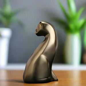 HomeRoots 6" Hand-Painted Bronze Resin Cat Figurine - Elegant Accent Piece for Home Décor & Unique Gift 674602