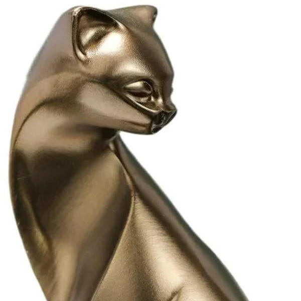 HomeRoots 6" Hand-Painted Bronze Resin Cat Figurine - Elegant Accent Piece for Home Décor & Unique Gift 674602