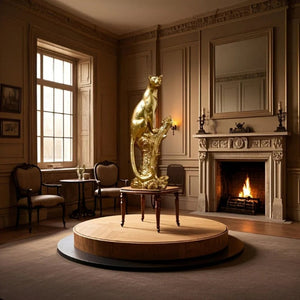 HomeRoots 13" Bronze Resin Leopard Sculpture – Hand-Painted Safari Accent for Home Decor & Unique Gifts 674603