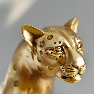HomeRoots 13" Bronze Resin Leopard Sculpture – Hand-Painted Safari Accent for Home Decor & Unique Gifts 674603