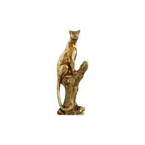 HomeRoots 13" Bronze Resin Leopard Sculpture – Hand-Painted Safari Accent for Home Decor & Unique Gifts 674603