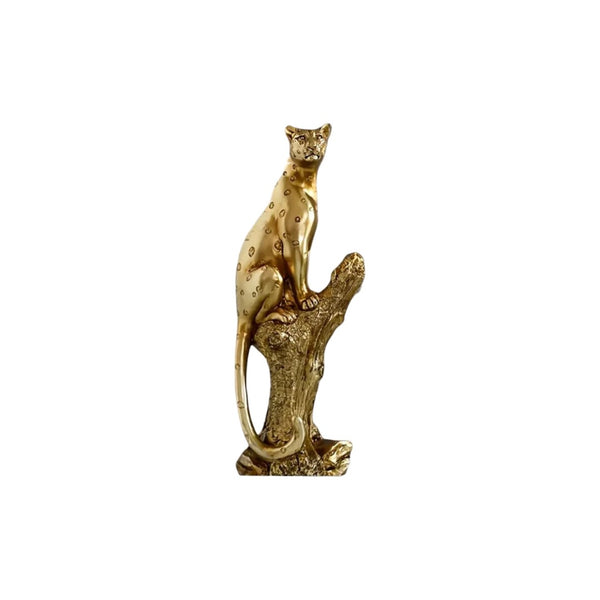 HomeRoots 13" Bronze Resin Leopard Sculpture – Hand-Painted Safari Accent for Home Decor & Unique Gifts 674603