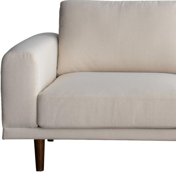 HomeRoots 79" Beige Fabric Sofa - Mid-Century Modern Design with Tufted Cushions & Solid Wood Frame, 1200 lbs Capacity 674604