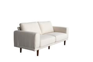 HomeRoots 79" Beige Fabric Sofa - Mid-Century Modern Design with Tufted Cushions & Solid Wood Frame, 1200 lbs Capacity 674604