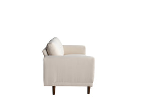 HomeRoots 79" Beige Fabric Sofa - Mid-Century Modern Design with Tufted Cushions & Solid Wood Frame, 1200 lbs Capacity 674604