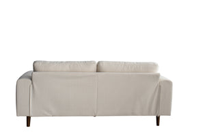 HomeRoots 79" Beige Fabric Sofa - Mid-Century Modern Design with Tufted Cushions & Solid Wood Frame, 1200 lbs Capacity 674604