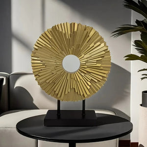 HomeRoots 12" Elegant Gold Resin Sunflower Tabletop Sculpture - Hand-Painted Home Décor for Any Space 674605