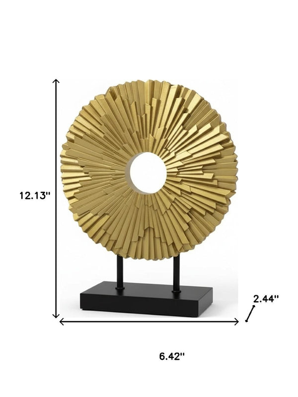 HomeRoots 12" Elegant Gold Resin Sunflower Tabletop Sculpture - Hand-Painted Home Décor for Any Space 674605