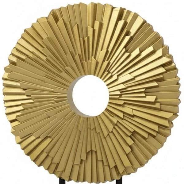 HomeRoots 12" Elegant Gold Resin Sunflower Tabletop Sculpture - Hand-Painted Home Décor for Any Space 674605