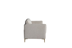 HomeRoots 77" Beige Fabric Mid-Century Sofa with Tufted Cushions, Solid Wood Frame & Modern Metal Legs 674606