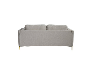 HomeRoots 77" Beige Fabric Mid-Century Sofa with Tufted Cushions, Solid Wood Frame & Modern Metal Legs 674606