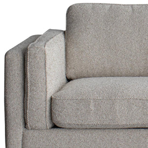 HomeRoots 77" Beige Fabric Mid-Century Sofa with Tufted Cushions, Solid Wood Frame & Modern Metal Legs 674606