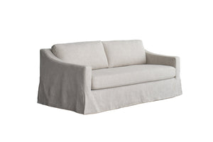 HomeRoots 85" Beige Fabric Sofa - Mid-Century Modern Design with Solid Wood Frame & Tufted Cushions for Comfort 674608