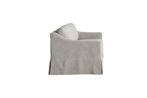 HomeRoots 85" Beige Fabric Sofa - Mid-Century Modern Design with Solid Wood Frame & Tufted Cushions for Comfort 674608