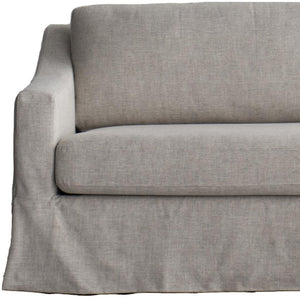 HomeRoots 85" Beige Fabric Sofa - Mid-Century Modern Design with Solid Wood Frame & Tufted Cushions for Comfort 674608