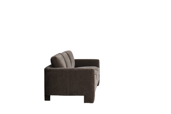 HomeRoots 97" Dark Gray Fabric Sofa - Elegant Mid-Century Design, Solid Wood Frame, Tufted Cushions for Comfort 674609