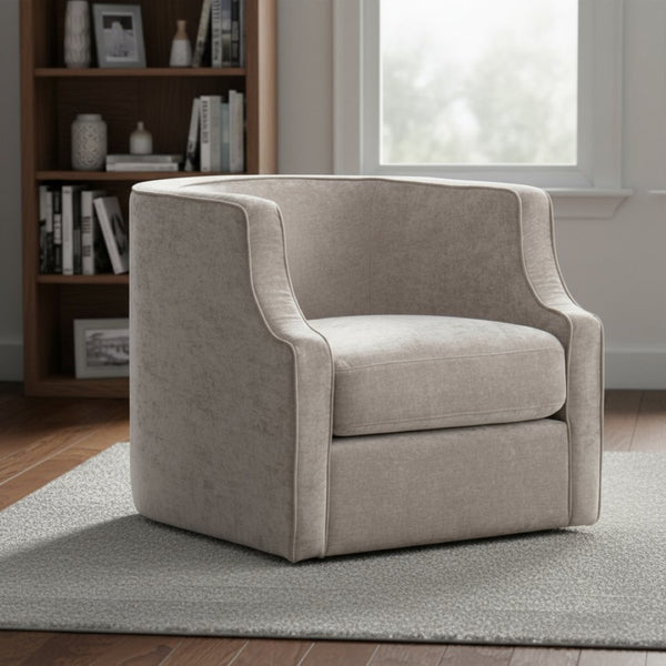 HomeRoots 32" Beige Fabric Upholstered Arm Chair - Modern Elegance, Comfort & Versatile Style for Any Room 674612
