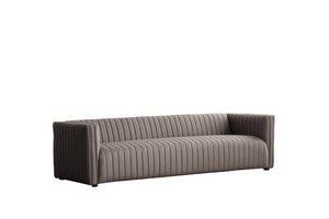 HomeRoots 98" Light Brown Fabric Sofa – Stylish Solid Wood Construction with Tufted Cushions for Comfort 674613