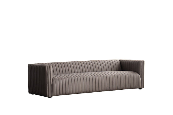 HomeRoots 98" Light Brown Fabric Sofa – Stylish Solid Wood Construction with Tufted Cushions for Comfort 674613