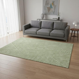 HomeRoots 5' Artichoke Green & Ivory Geometric Area Rug - Washable, UV Protected, Perfect for High Traffic Areas 674618