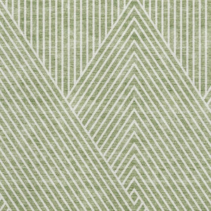 HomeRoots 5' Artichoke Green & Ivory Geometric Area Rug - Washable, UV Protected, Perfect for High Traffic Areas 674618