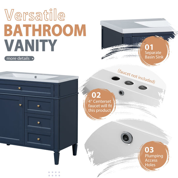 English Elm 36'' Modern Bathroom Vanity Set With Sink, Mirror & 6 Open Shelves - Stylish Storage Solution! N710S236006C