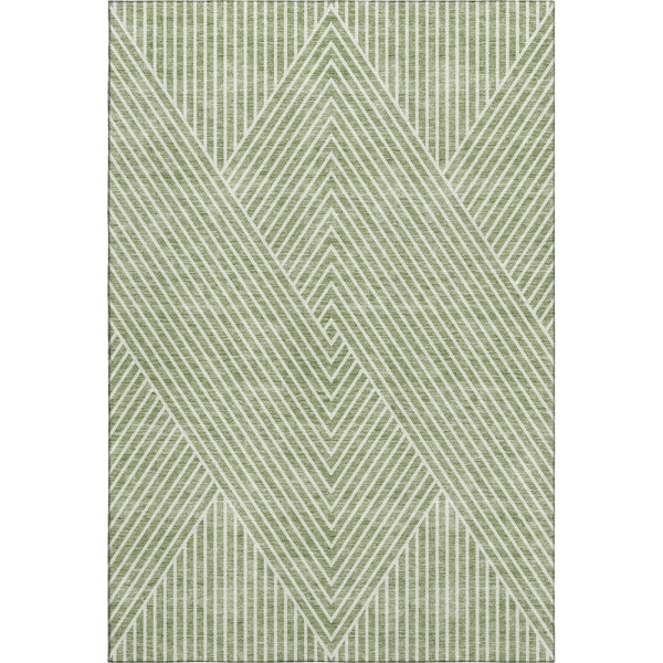 HomeRoots 9' X 12' Artichoke Green Geometric Area Rug - Washable, UV Protected, Stylish & Easy Care Design! 674621