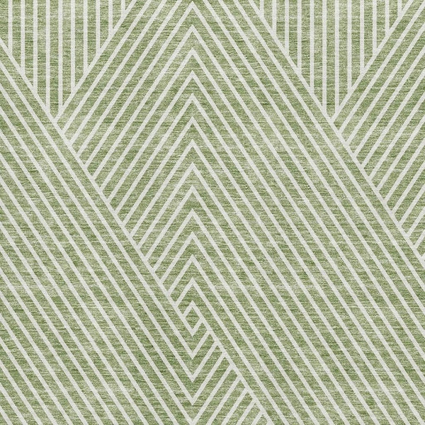 HomeRoots 9' X 12' Artichoke Green Geometric Area Rug - Washable, UV Protected, Stylish & Easy Care Design! 674621