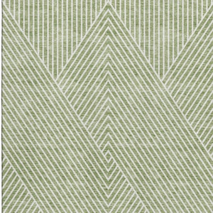 HomeRoots 9' X 12' Artichoke Green Geometric Area Rug - Washable, UV Protected, Stylish & Easy Care Design! 674621