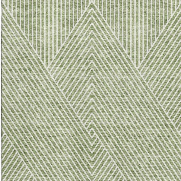 HomeRoots 9' X 12' Artichoke Green Geometric Area Rug - Washable, UV Protected, Stylish & Easy Care Design! 674621