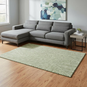 HomeRoots 10' X 14' Artichoke Green Geometric Area Rug – Washable, UV Protected & Stain-Resistant for Durability 674622
